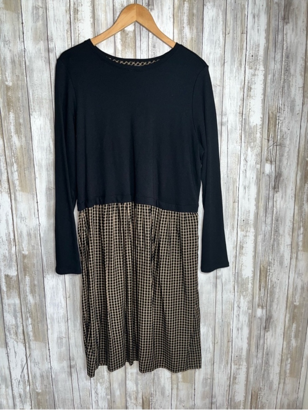 J Jill Dress Womens L Tall Midi Black Mixed Media Long Sleeve Casual Comfortable